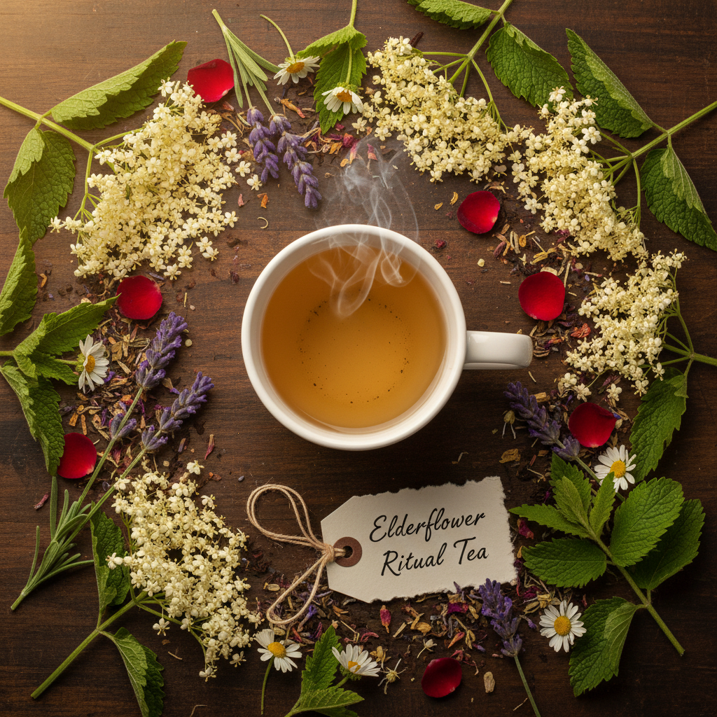 Elderflower Ritual Tea Flat Lay